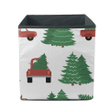 Red Trucks And Christmas Trees Isolated On White Background Storage Bin Storage Cube
