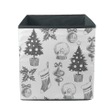 Sketch Style Xmas Trees Socks Holly Leaves Snowball And Balls Storage Bin Storage Cube