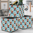 Santa Claus Hold Christmas Tree Snowflake Background Design Storage Bin Storage Cube