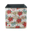 Christmas Poinsettia Flowers And Snowflake Beige Stripes Storage Bin Storage Cube