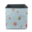 Cute Cakes With Donuts Cupcakes Ice Cream On Blue Striped Background Storage Bin Storage Cube