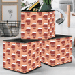 Illustrated Warm Mittens Clove Icons On Pink Background Storage Bin Storage Cube