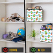 Cute Cartoon Green Cream Cupcakes On Striped Background Storage Bin Storage Cube