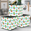 Cute Cartoon Green Cream Cupcakes On Striped Background Storage Bin Storage Cube