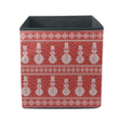 Christmas Snowflake And Snowman On Red Background Storage Bin Storage Cube