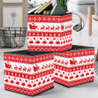 Santa Claus On Sleigh Of Reindeer Christmas Red And White Design Storage Bin Storage Cube