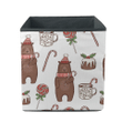 Christmas Funny Winter Bear In Knitted Hat And Scarf Storage Bin Storage Cube