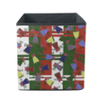 Multicolored Bells Tree Branches On Red Green And White Background Storage Bin Storage Cube