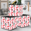 Christmas Festive Background With Penguin Gift Box And Hearts Storage Bin Storage Cube