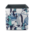 Merry Christmas Penguins In Blue Nordic And Striped Scarf Storage Bin Storage Cube