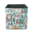 Christmas Festive Background With Santa Gifts And Penguin Storage Bin Storage Cube
