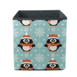 Christmas Winter Background With Funny Penguin Storage Bin Storage Cube