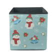 Chirstmas Snowman In Hat And Scarf With Bell Poinsettia Storage Bin Storage Cube