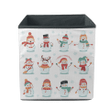 Merry Christmas With Happy Snowman In Hat And Scarf Storage Bin Storage Cube