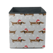 Snowflakes Dachshund In A Christmas Hat Storage Bin Storage Cube