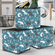 Sleeping And Playing Kittens Snowflakes On Blue Background Storage Bin Storage Cube