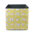 Yellow And White Xmas Icons Of Gift Boxes Bells And Ornaments Storage Bin Storage Cube