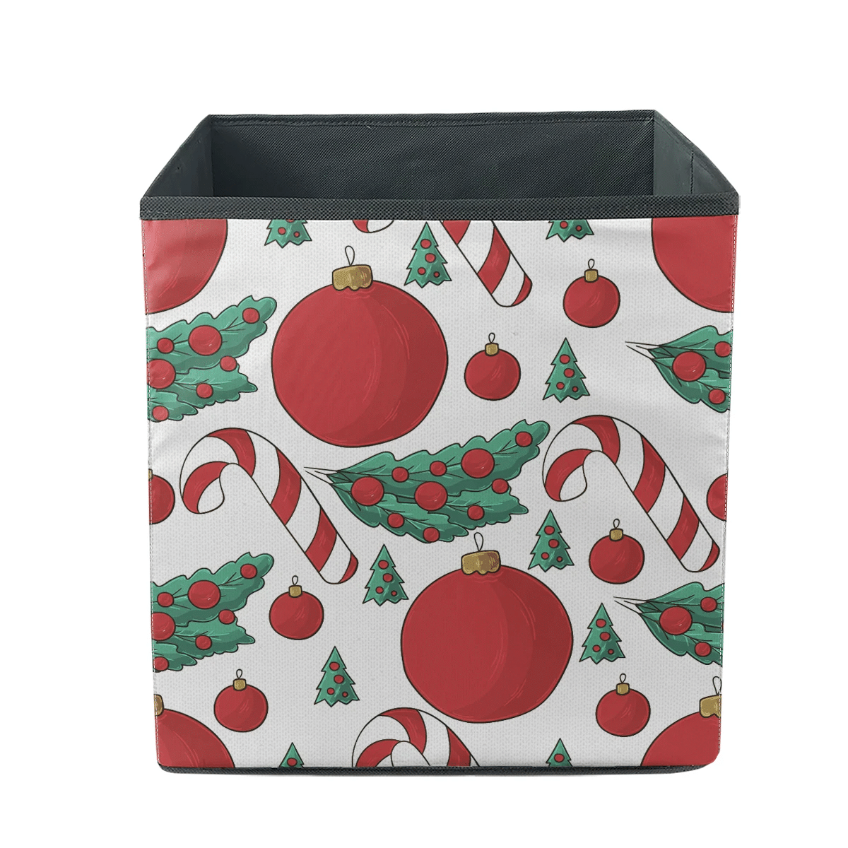 Christmas Candy Cane And Red Light Ball Storage Bin Storage Cube