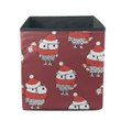 Christmas Owls In Santa Hat And Scarf On Red Background Storage Bin Storage Cube