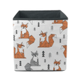Geometric Fox And Black Tree On White Storage Bin Storage Cube