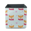 Winter With Cute Dog And Red Snowflakes Storage Bin Storage Cube