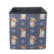 Playful Corgi Dogs In Santa Claus Hat And Snowflake Pattern Storage Bin Storage Cube