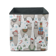 Jolly Cute Winter Christmas Llamas With Hats Storage Bin Storage Cube