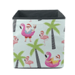 Christmas Tropical Pattern With Santa Claus And Flamingo Storage Bin Storage Cube
