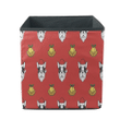 Cute French Bulldog Santa Claus With Bells On Red Background Storage Bin Storage Cube