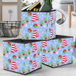 Xmas Green And Red Mitten Hat And Scarf Storage Bin Storage Cube