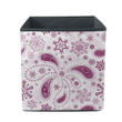 Paisley White Christmas With Decorative Purple Snowflakes Storage Bin Storage Cube