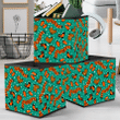 Ideal Doodle Scarf Socks And Mittens On Green Background Storage Bin Storage Cube