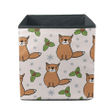 Cartoon Wild Fox Mistletoe Berries And Snowflakes Pattern Storage Bin Storage Cube