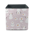 Christmas Snowman And Snow On Pink Background Storage Bin Storage Cube