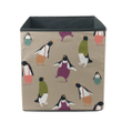 Christmas With Penguin Background In Stripe Cartoon Storage Bin Storage Cube