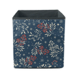 Attractive Holly Berries Branches With Snowflakes On Dark Blue Background Storage Bin Storage Cube