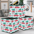 Delivery Service Christmas Red Car And Tree Illustration Storage Bin Storage Cube