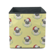 Cute Bulldogs And Christmas Laurels Background Storage Bin Storage Cube