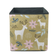 Christmas Winter Reindeer And Pink Poinsettia Floral Storage Bin Storage Cube