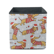 Dachshund In Santa Hats And Striped Jersey Storage Bin Storage Cube