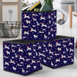 Christmas Illustration Dogs Deep Blue Background Storage Bin Storage Cube