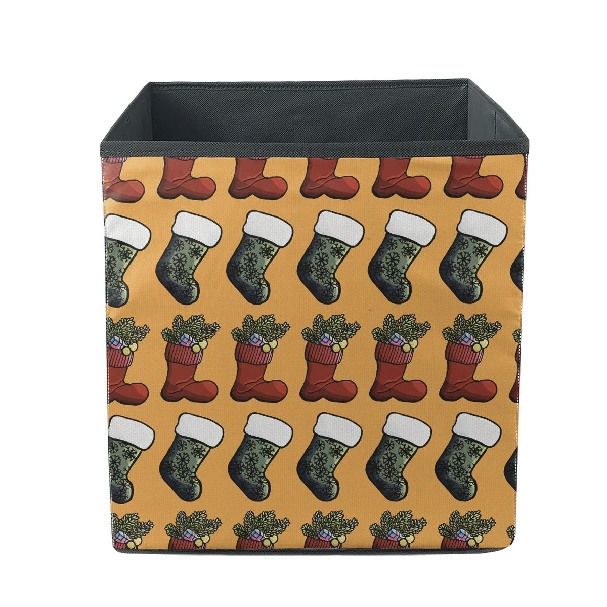 Christmas Boots And Socks On Yellow Background Storage Bin Storage Cube
