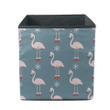 Kawaii Flamingos In Santa Costume With Snowflakes Ornate Storage Bin Storage Cube