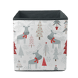 Christmas Winter Grey Deer And Red Tree Storage Bin Storage Cube