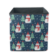 Snowman In Santa Hat And Scarf With Christmas Tree Storage Bin Storage Cube
