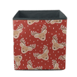 Christmas Cute Cartoon Deer With Snow On Red Storage Bin Storage Cube