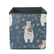 Polar Bear And Winter Decor On A Blue Background Storage Bin Storage Cube