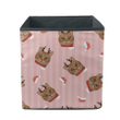Cat Head With Red Scarf And Reindeer Hairpin Pink Striped Storage Bin Storage Cube