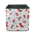 Christmas Red Socks Mittens And Snowflakes On White Background Storage Bin Storage Cube
