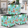 Happy Sloth With Gift And Cute Christmas Cactus Storage Bin Storage Cube